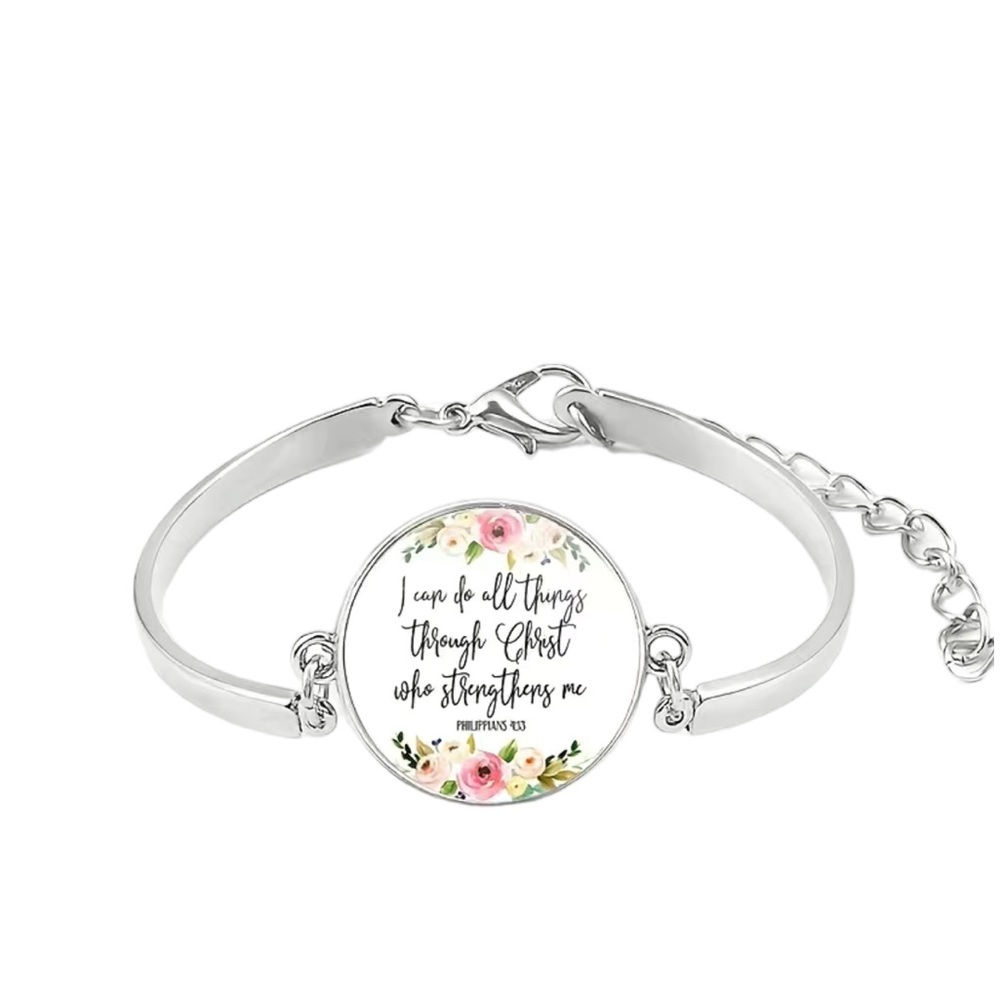 Silver Bible Scripture Adjustable Bubble Bracelet - image 1